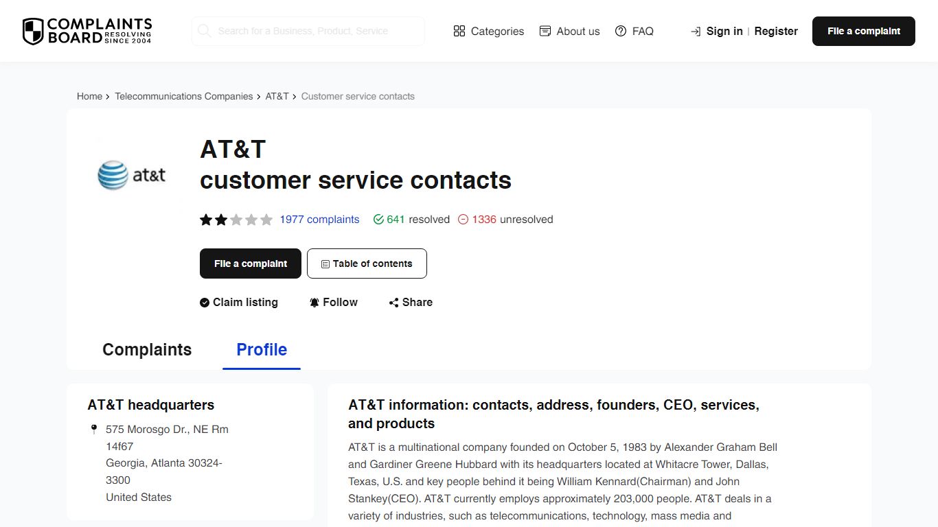 AT&T Contact Number, Email, Support, Information - Complaints Board